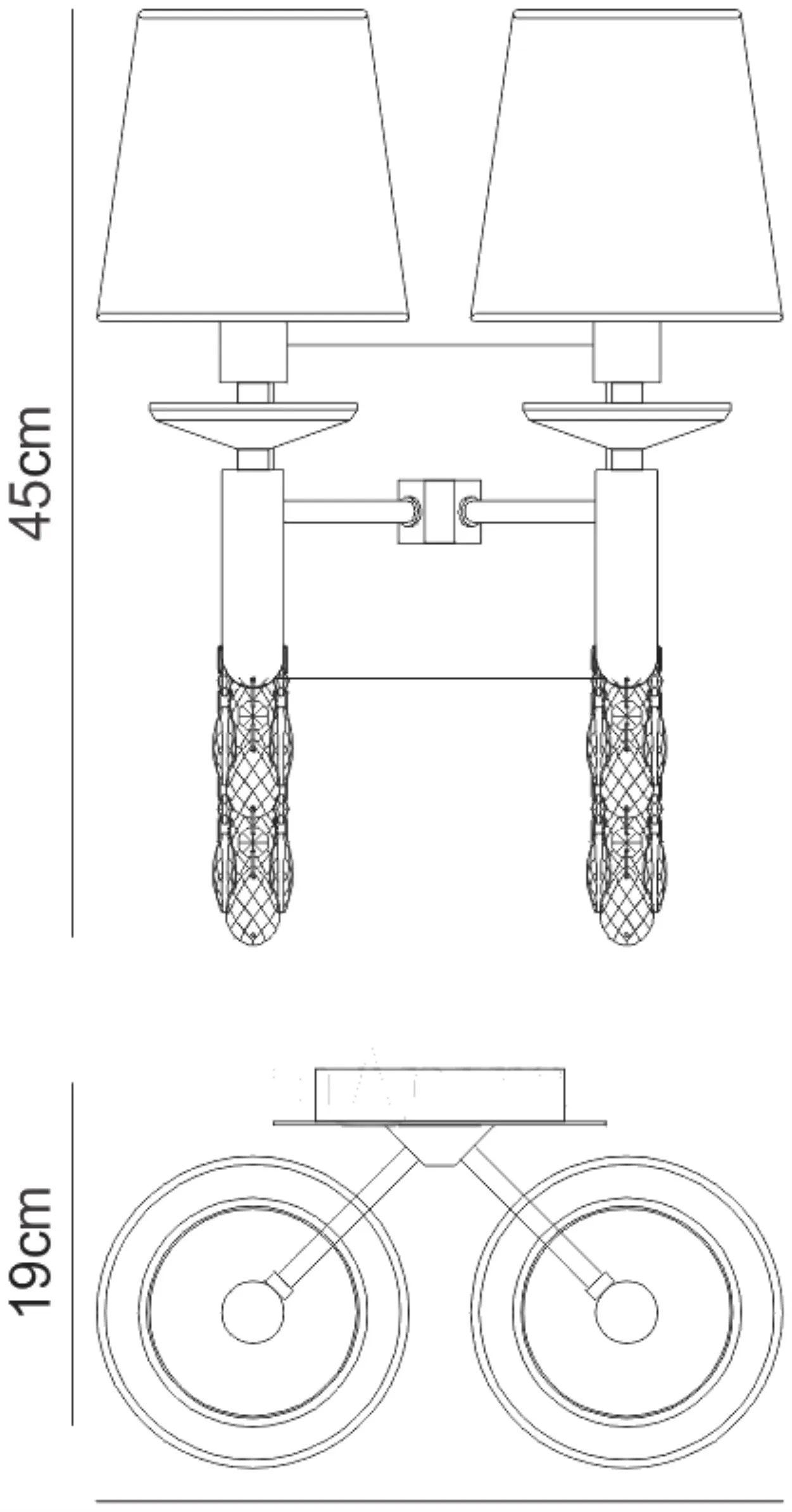 Tiffany Polished Chrome Crystal Wall Lights Mantra Shaded Wall Lights
